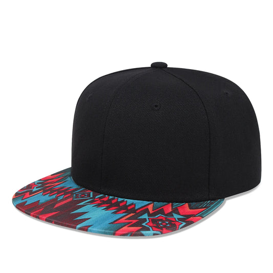 Colorful Flower Pattern Straight Brim Snapback Baseball Hat