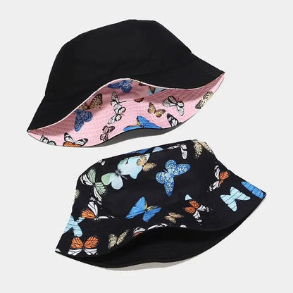 Cotton Butterfly Print Bucket Hat