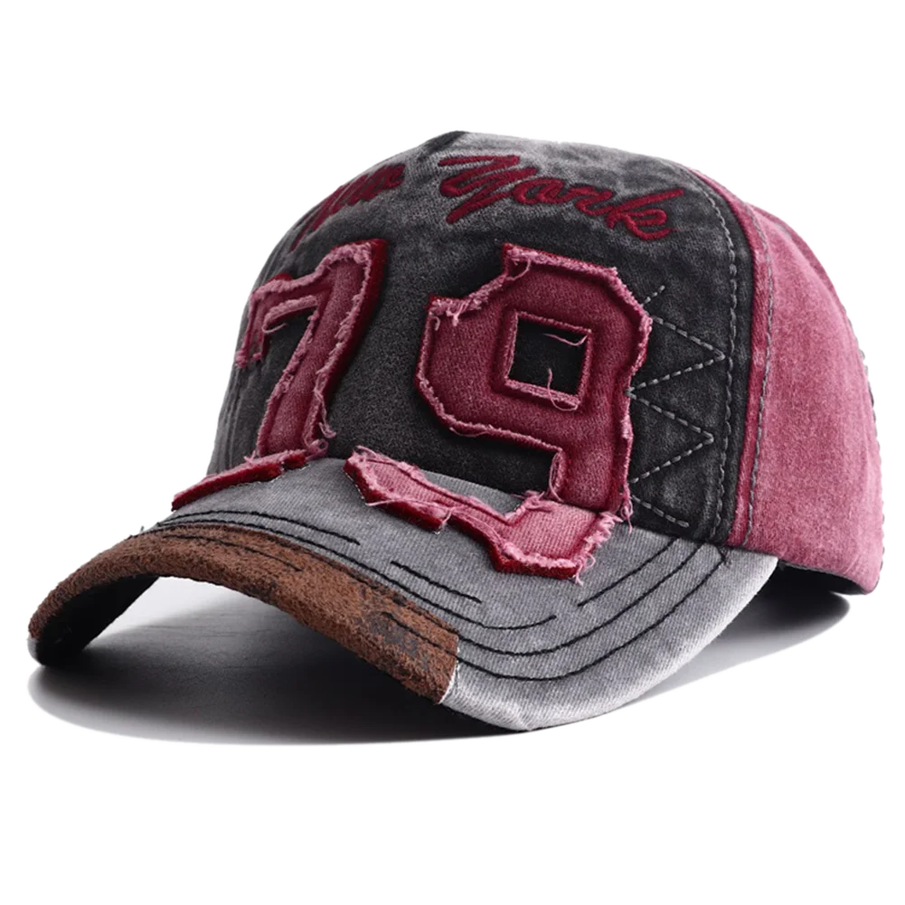Unisex Washed Cotton Embroidered Letter Baseball Cap