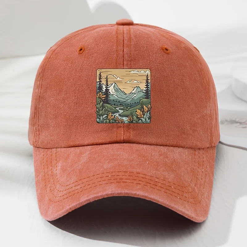 Retro Landscape Print Outdoor Baseball Cap
