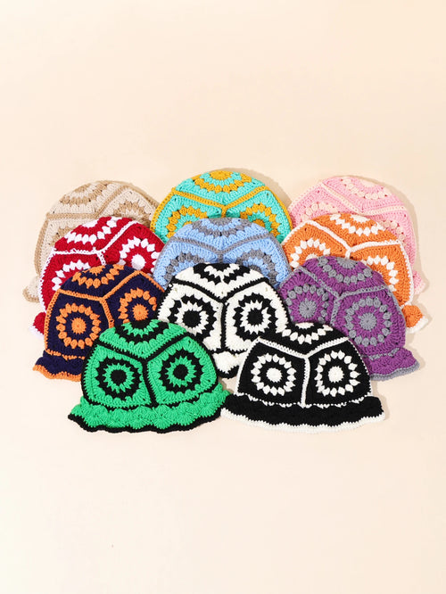 Handmade Vintage Geometric Crochet Bucket Hat