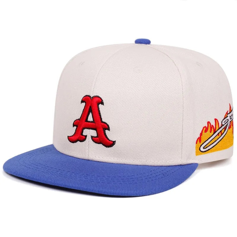 A Letter Embroidered Flat Brim Baseball Hat