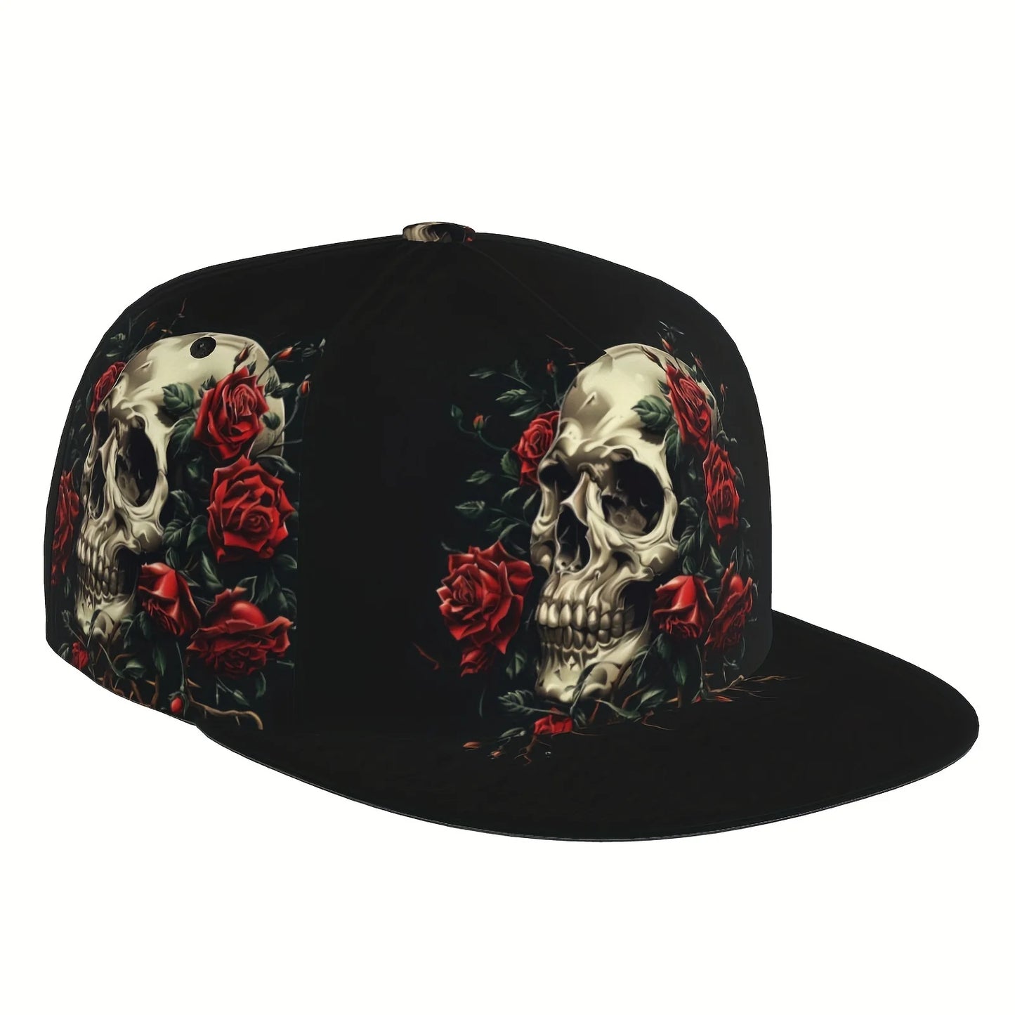 Gothic Rose Skull Hip Hop Snapback Cap