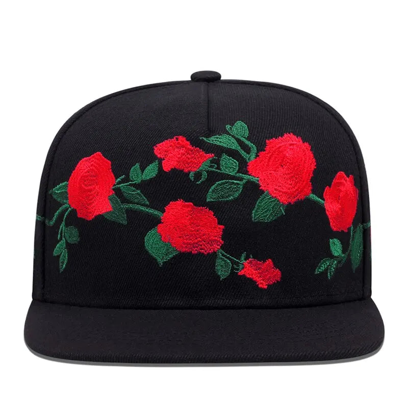 Rose Embroidered Hip Hop Baseball Hat