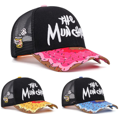 Donut Embroidered Cotton Mesh Baseball Hat