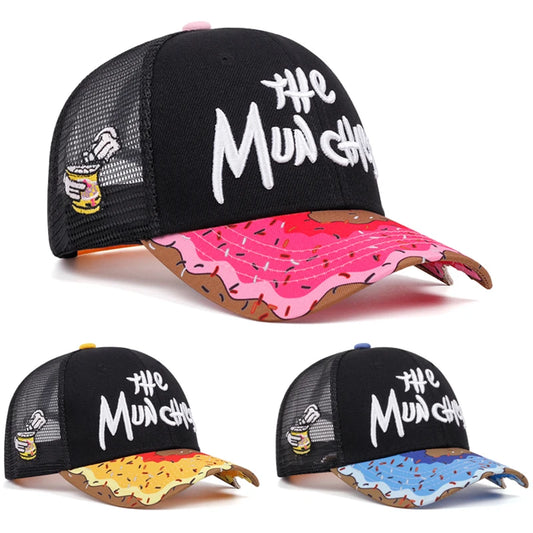 Donut Embroidered Cotton Mesh Baseball Hat