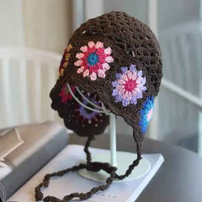 Japanese Handmade Crochet Flower Retro Knitted Bucket Hat