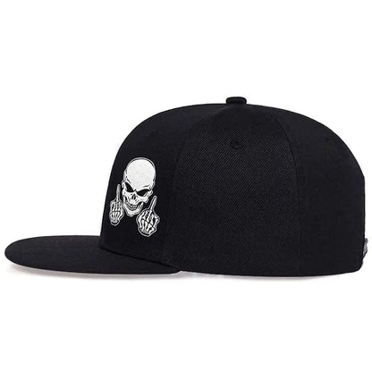 Unisex Skeleton Finger Embroidery Snapback Cap