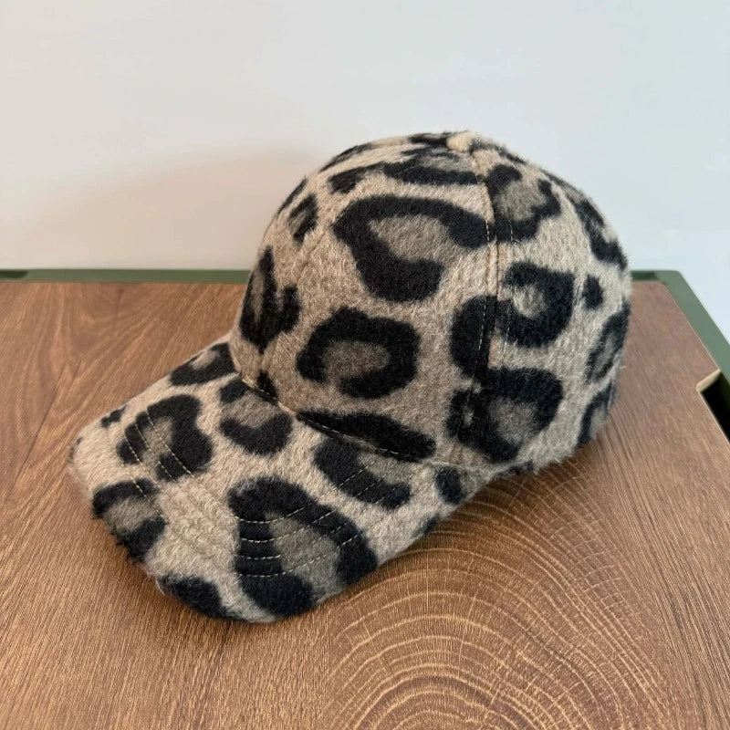 Leopard Print Plush Baseball Hat