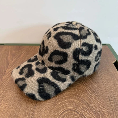Leopard Print Plush Baseball Hat