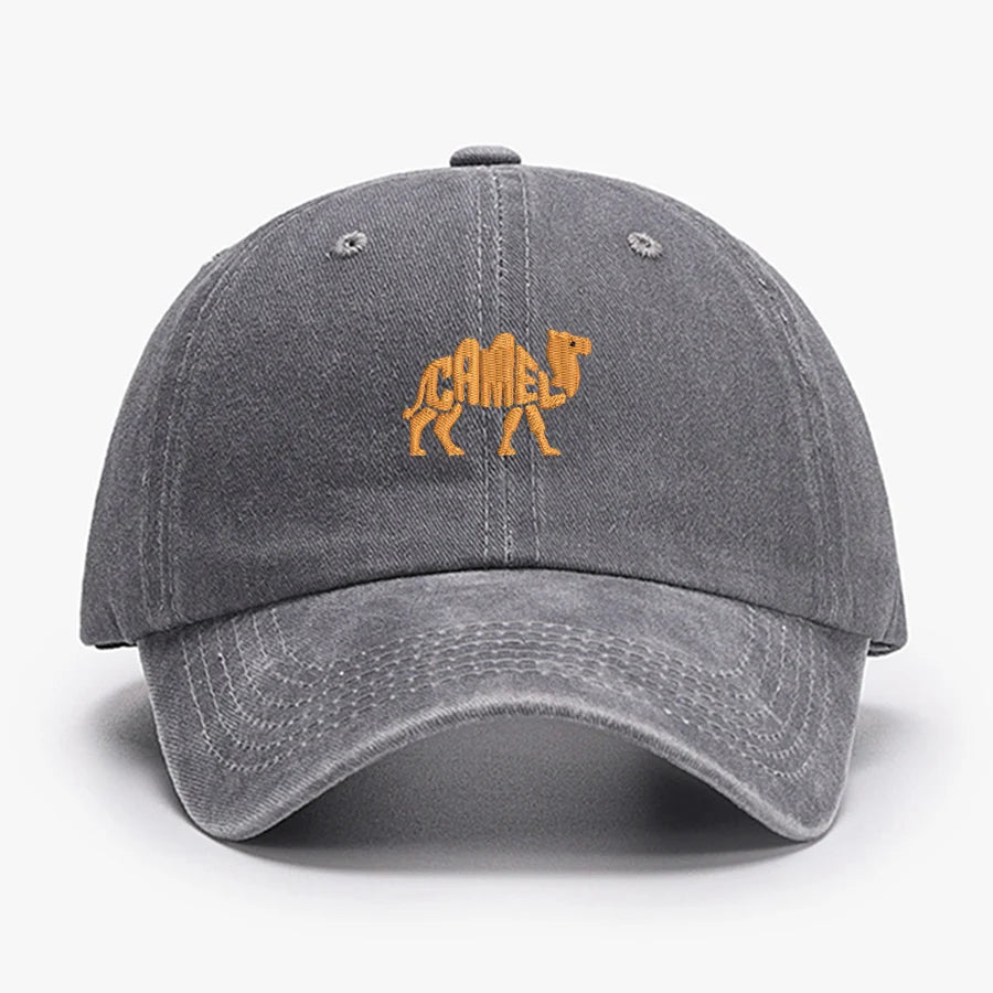 Camel Embroidered Vintage Cotton Baseball Cap
