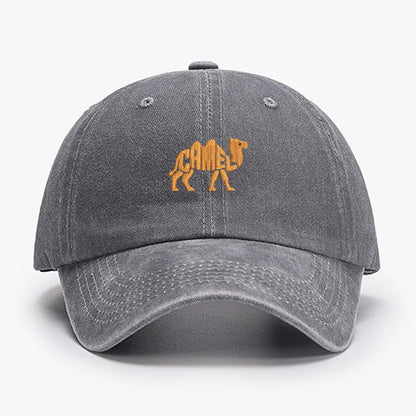 Camel Embroidered Vintage Cotton Baseball Cap