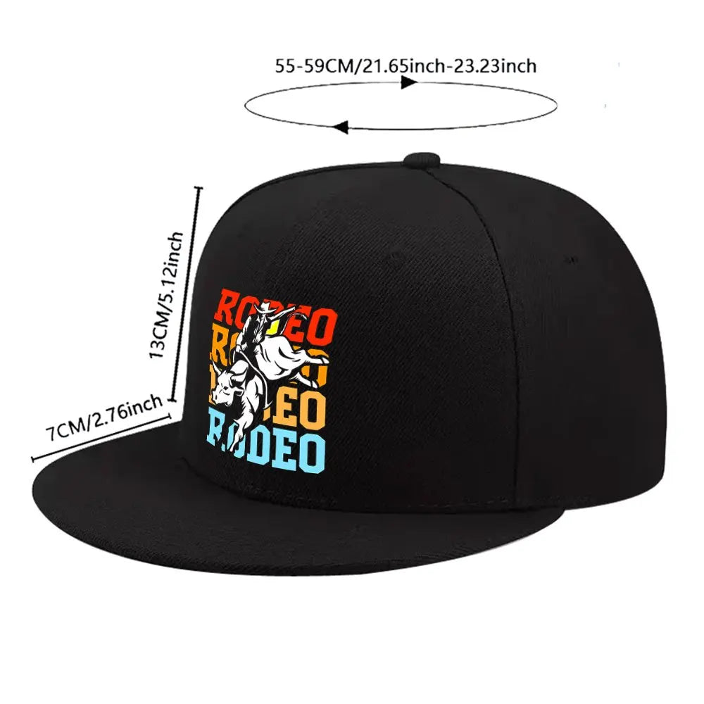 Rodeo Bull Riding Streetwear Flat Brim Snapback Cap