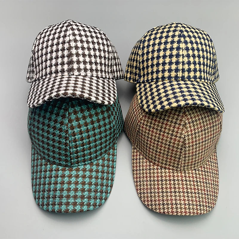 Retro British Houndstooth Classic Baseball Cap