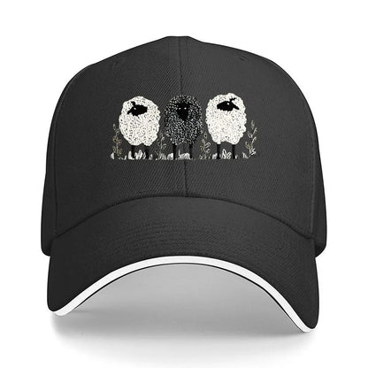 Vintage Three Lambs Print Adjustable Baseball Cap