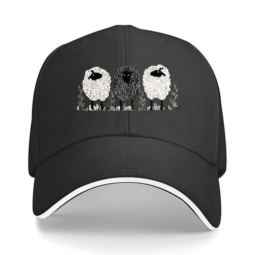 Vintage Three Lambs Print Adjustable Baseball Cap