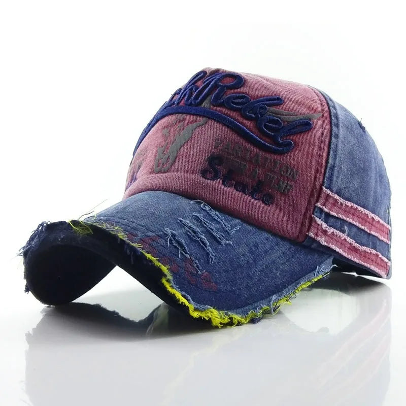 Retro Canvas Denim Patchwork Baseball Cap