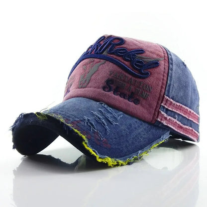 Retro Canvas Denim Patchwork Baseball Cap