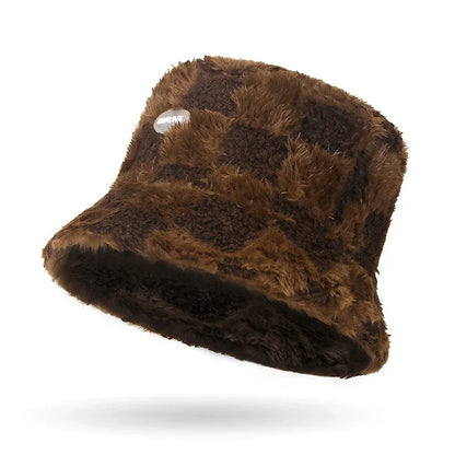 Fall Winter Checkerboard Bucket Hat