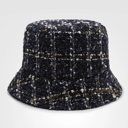 Korean Style Plaid Large Brim Bucket Hat