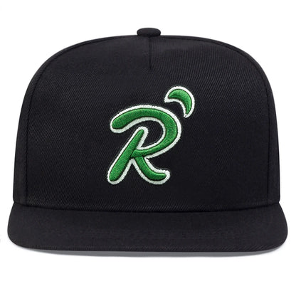 R-Letter Embroidered Flat Brim Hip Hop Cap