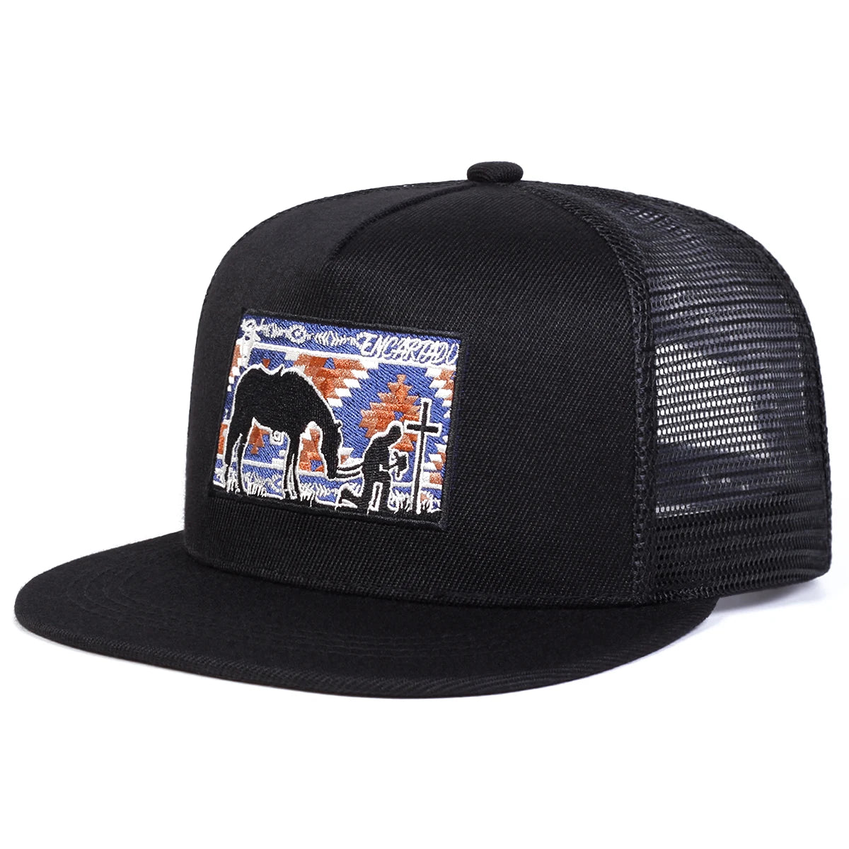 Unisex Horse Cross Embroidery Hip-hop Net Hats