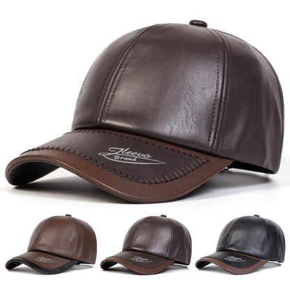 Brim Print Leather Adjustable Baseball Hat
