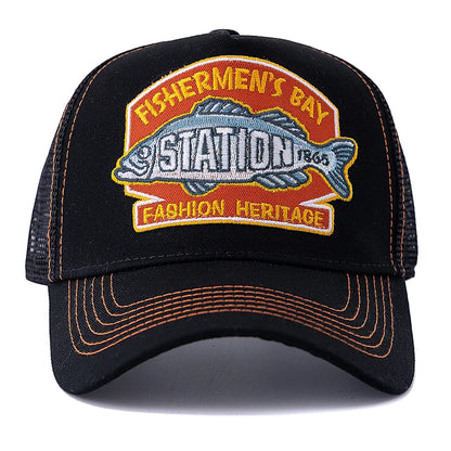 Big Fish Embroidered Mesh Trucker Fishing Cap