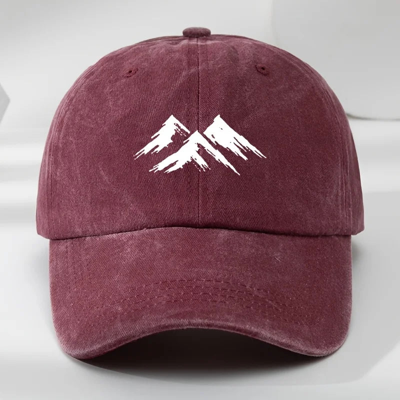 Mountain Print Washed Retro Duckbill Baseball Cap