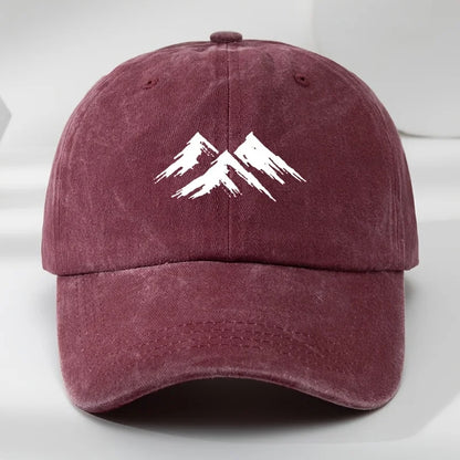 Mountain Print Washed Retro Duckbill Baseball Cap