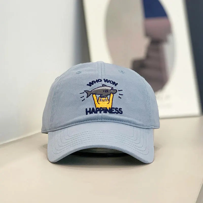 Cat Fish Embroidery Unisex Baseball Cap