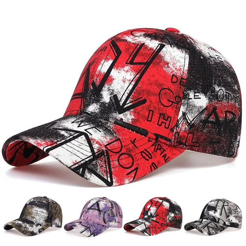 Letter Graffiti Tie-Dye Unisex Adjustable Baseball Cap