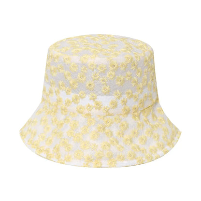 Panama Lace Transparent Flower Korean Beach Bucket Hat