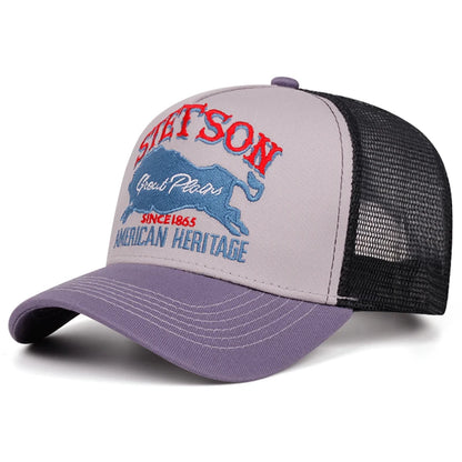 STETSON Red Bear Personalized Mesh Flat Brim Baseball Hat
