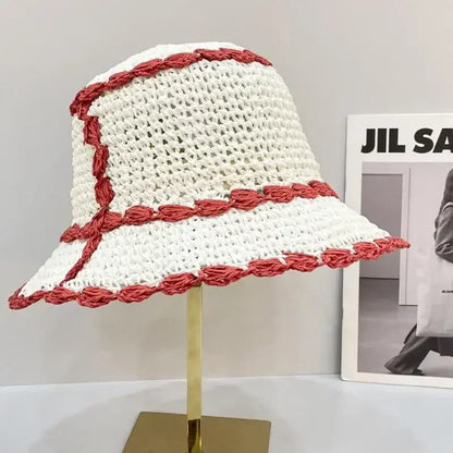 Spring Autumn Handmade Crochet Lattice Women Bucket Hat