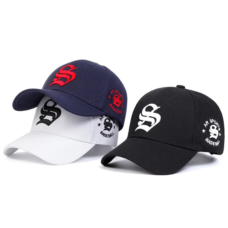 Unisex Gothic S Letter Embroidery Side AR SPORT Baseball Caps