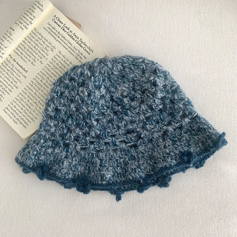 Women's Openwork Knitted Wool Bucket Hat