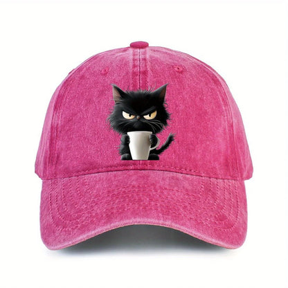 Cute Cat Print Leisure Travel Sun-Shade Snapback Cap