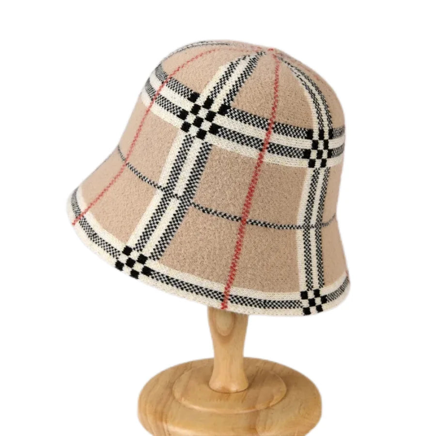 Luxury Velvet Plaid Wool Bucket Hat