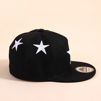 Kids Star Embroidered Snapback Cap Hip-Hop Street Casual