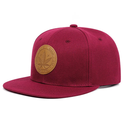 Maple Leaf Leather Flat Brimmed Baseball Hat