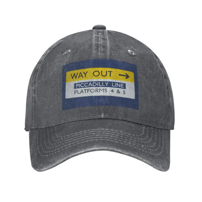 London Underground Way Out Denim Baseball Cap