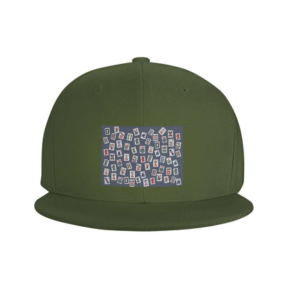 Blue Mahjong Tile Game Pattern Snapback Cap