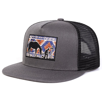 Unisex Horse Cross Embroidery Hip-hop Net Hats