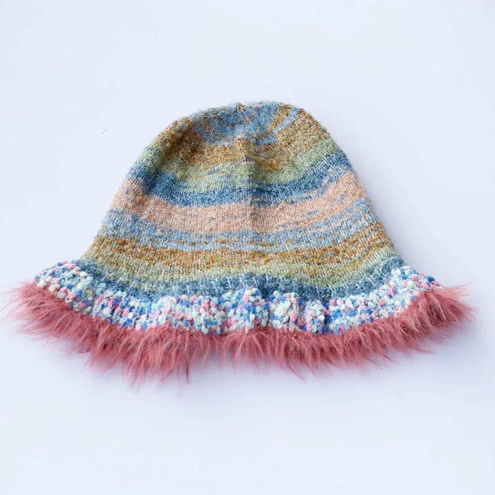 Red Crochet Fruit Knit Bucket Hat