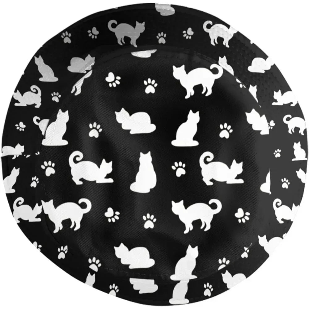 Cute Cat Printing Hip Hop Outdoor Fisherman Hat