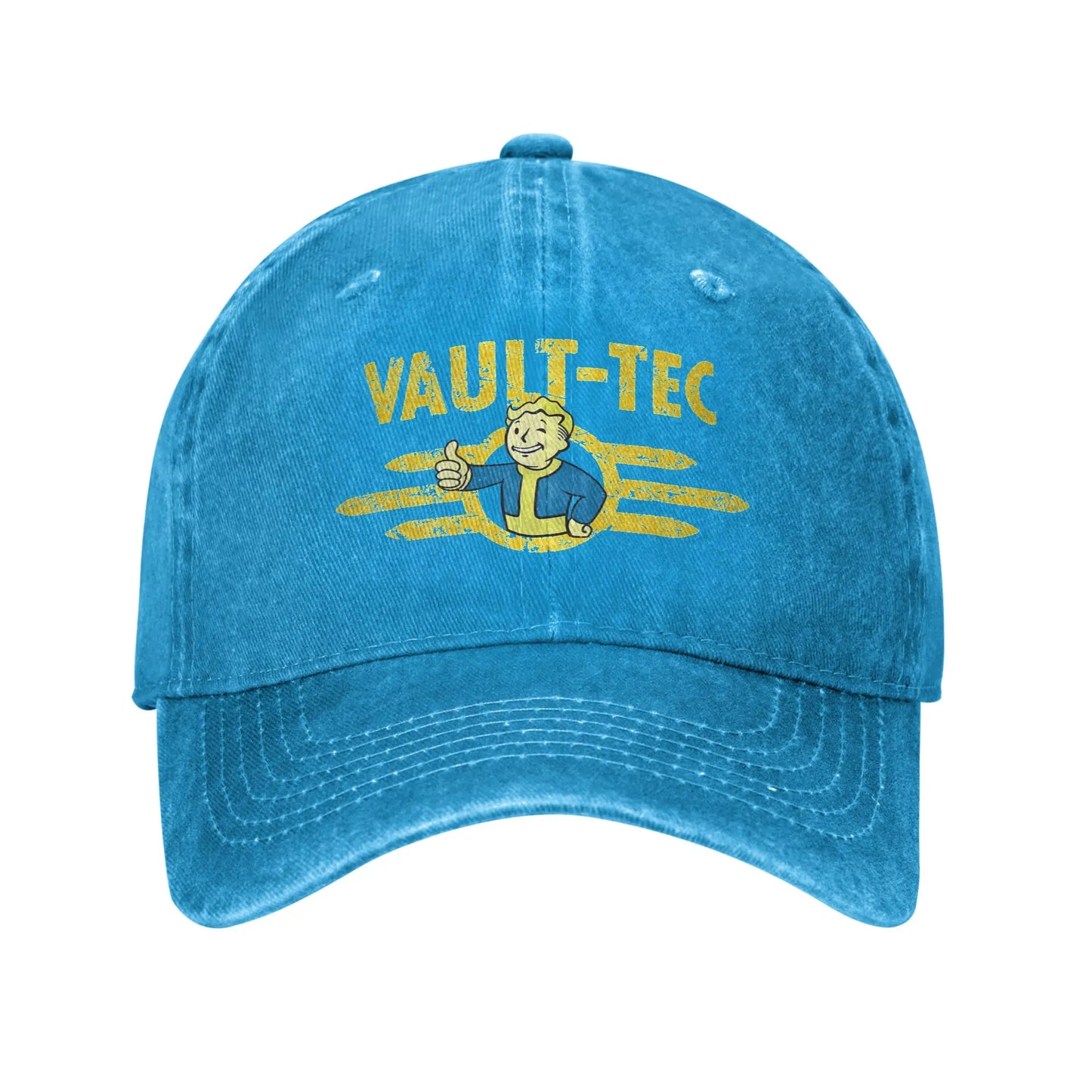 Vault Tec Distressed Denim Snapback Adjustable Baseball Cap