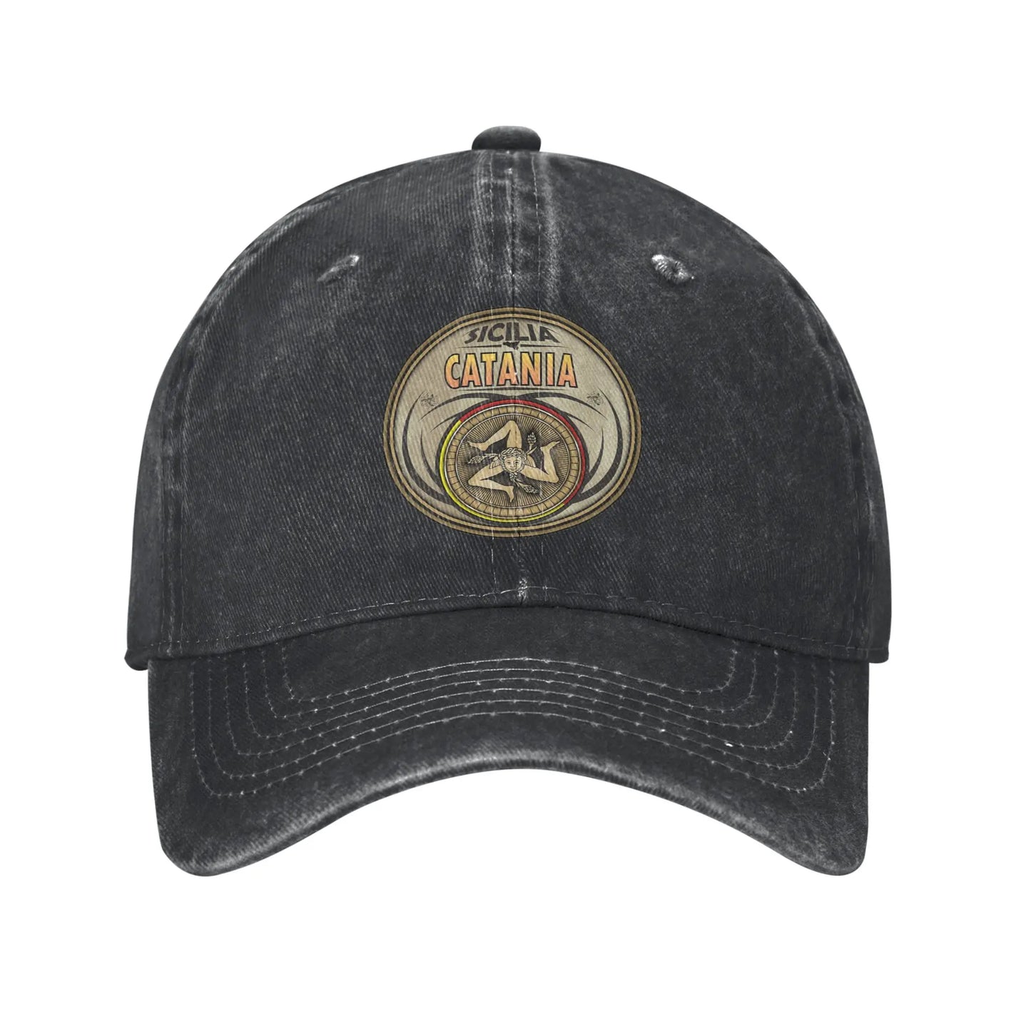 Catania Sicily Trinacria Symbol Denim Baseball Cap