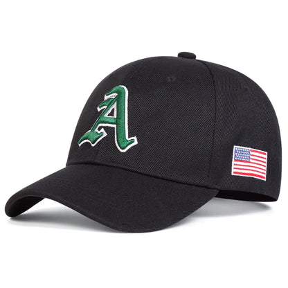 Gothic Letter A American Flag Baseball Cap