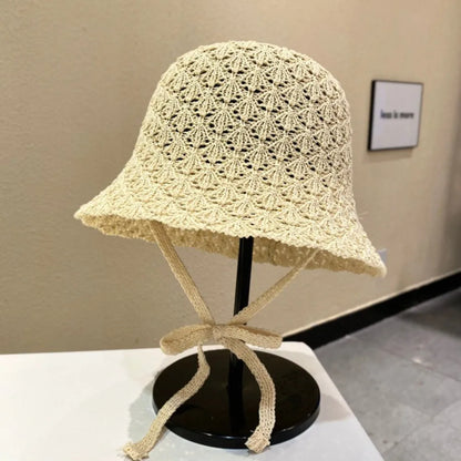 Breathable Hollow Knit Visor Bucket Hat